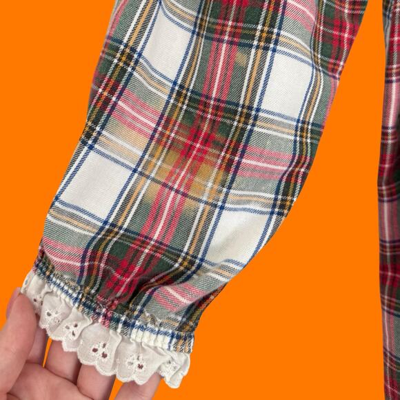 80's 90's vintage tartan plaid Christmas night gown pjs OSFM l.l. bean by lanz - Picture 11 of 11